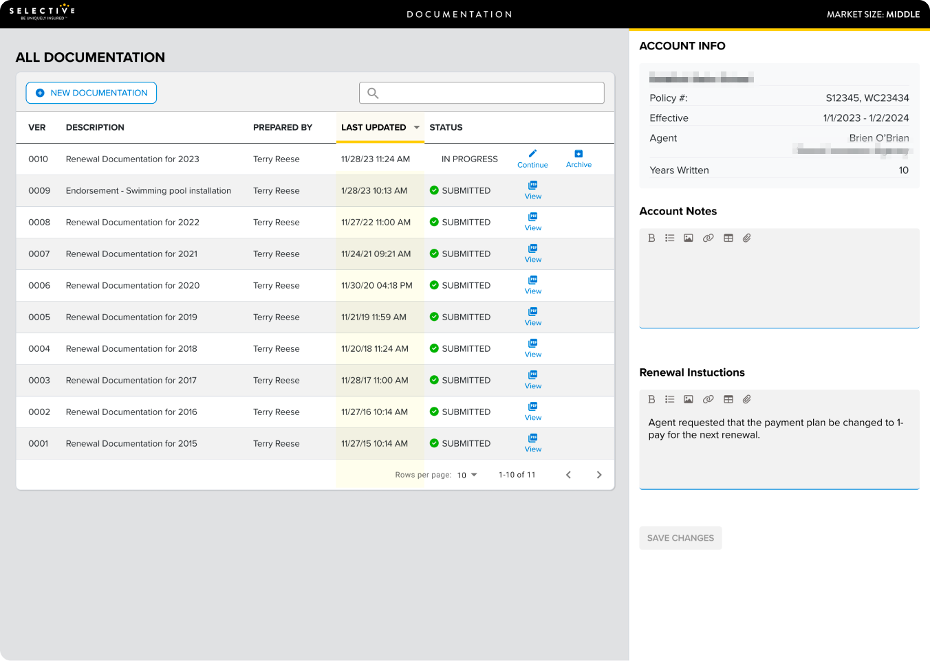 selectively documents and quotes step for documentation