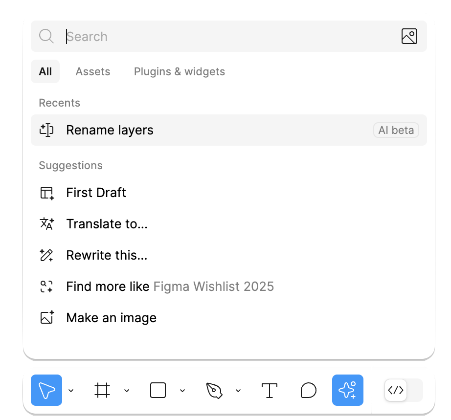 ai menu on figma